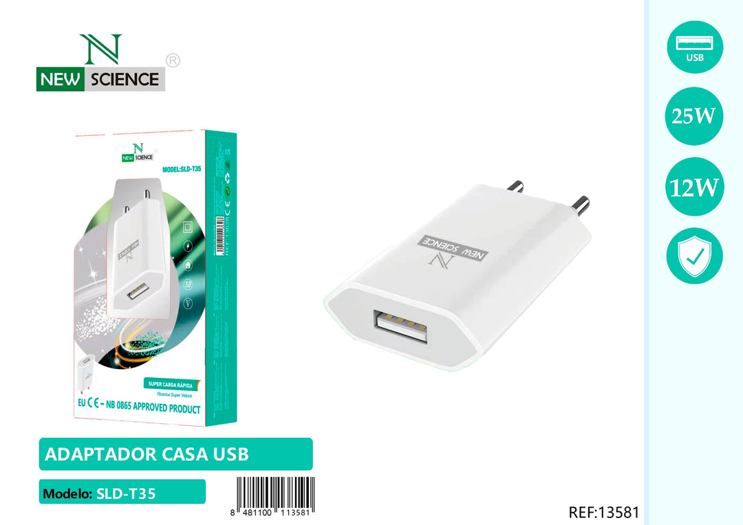 NewScience®Zidni punjač USB 12W Model:13581