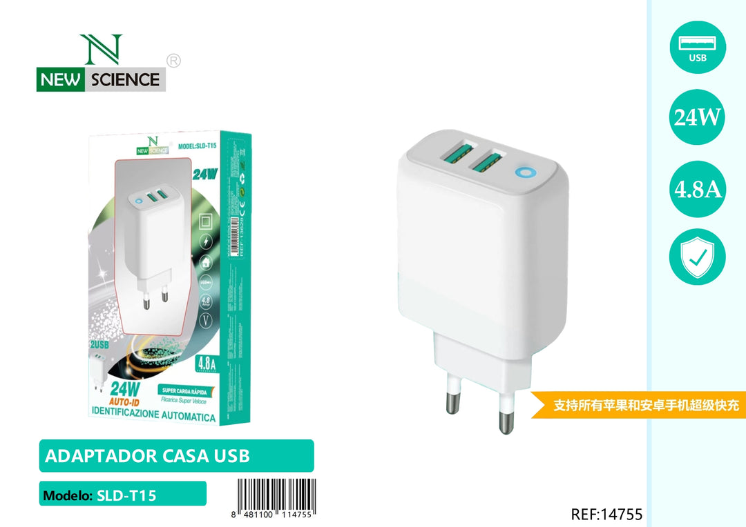 NewScience®Zidni brzo punjač 2USB 24W Model:14755