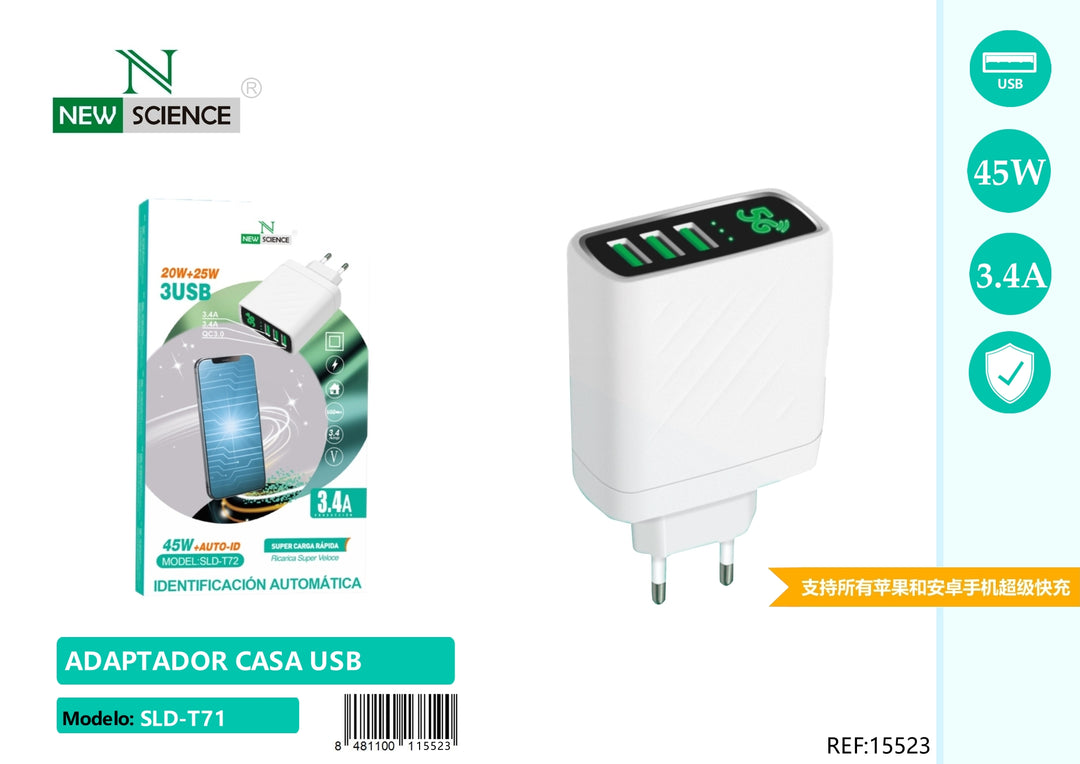 NewScience®Zidni brzo punjač 3USB 20W+25W Model:15523