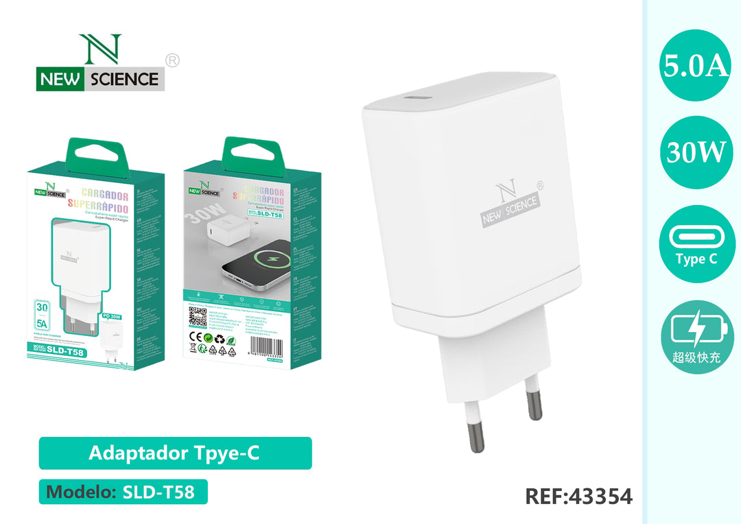 NewScience®Zidni brzo punjač PD TYPE C 30W Model:43354