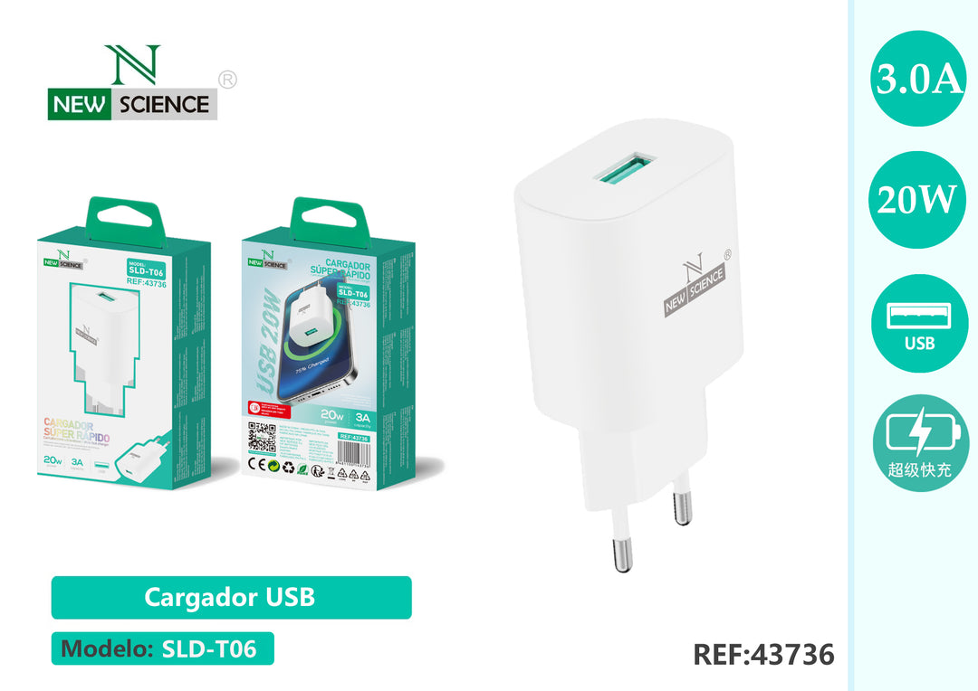 NewScience®Zidni brzo punjač USB 20W Model:43736