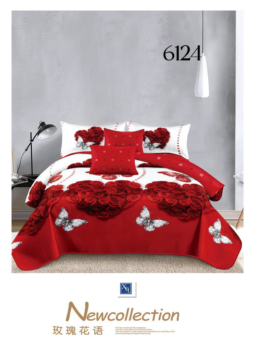 6-Dijelni set posteljine Serija - Srca i leptiri