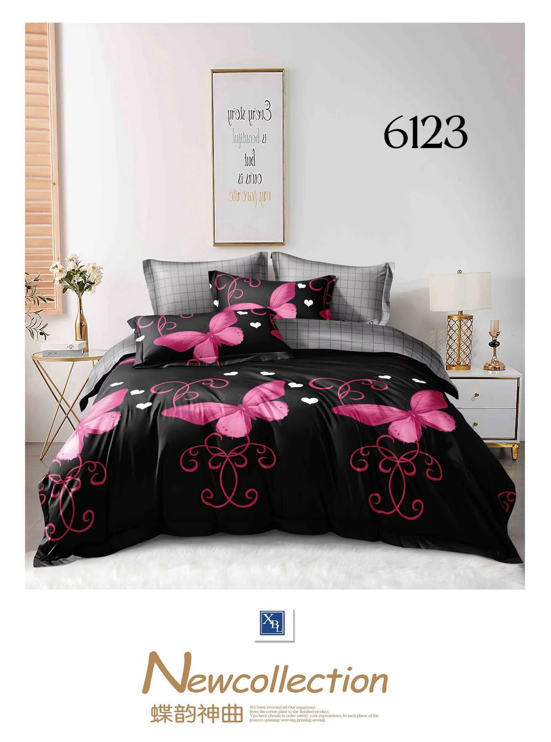 6-Dijelni set posteljine Serija - Srca i leptiri