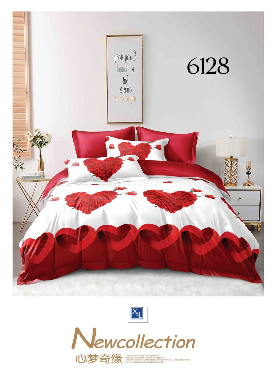 6-Dijelni set posteljine Serija - Srca i leptiri