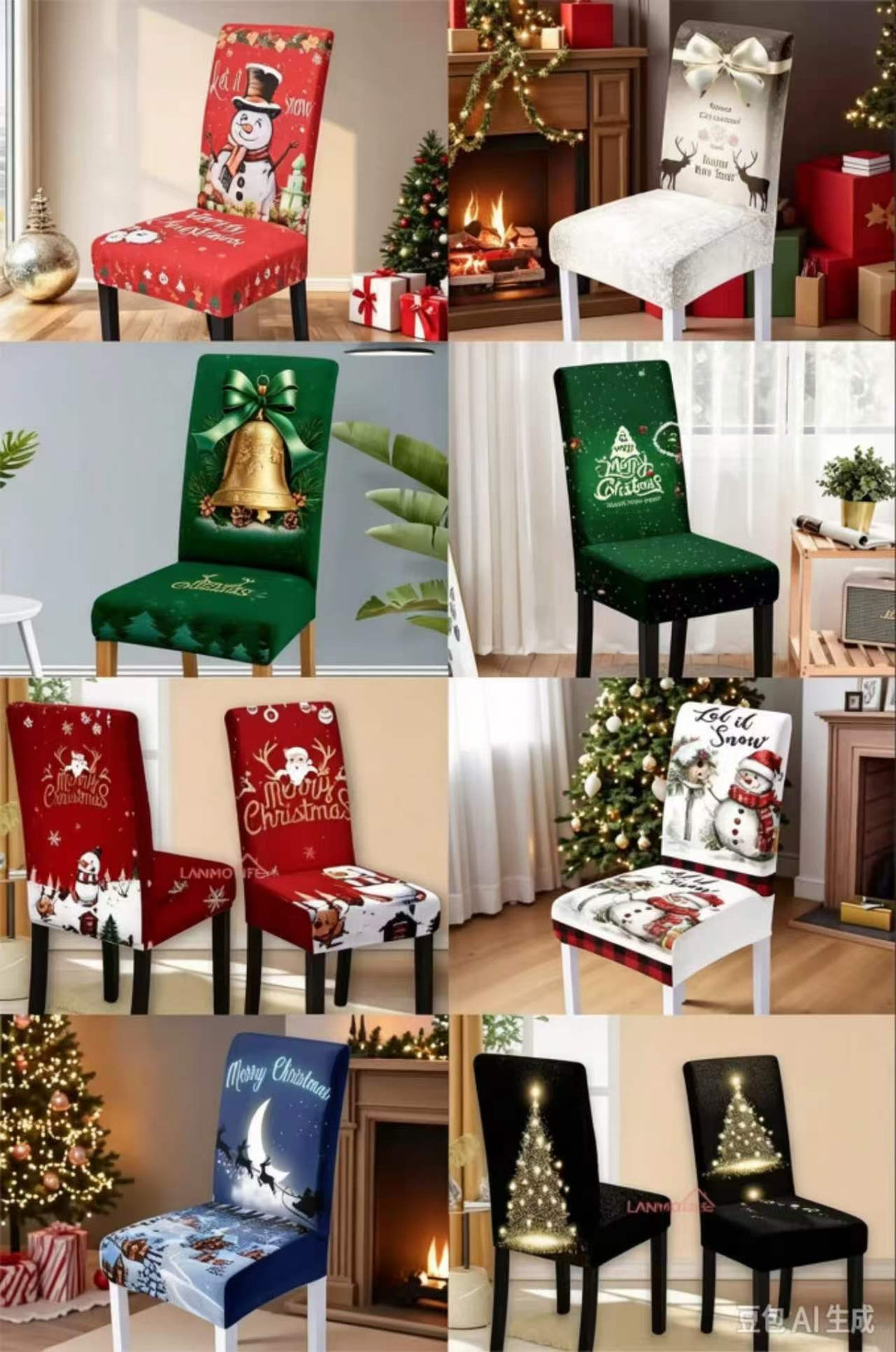Božićne navlake za stolice  - set od 6 kom