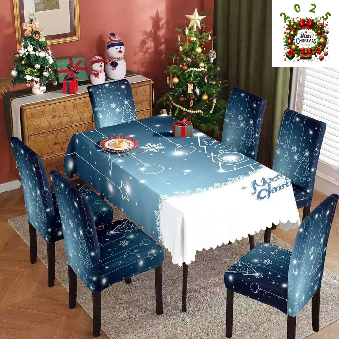 Božićne elastične navlake za stolice + stolnjak