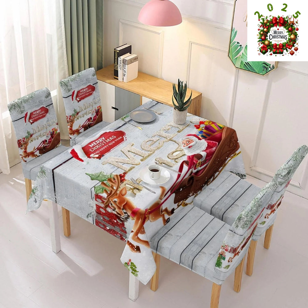 Božićne elastične navlake za stolice + stolnjak