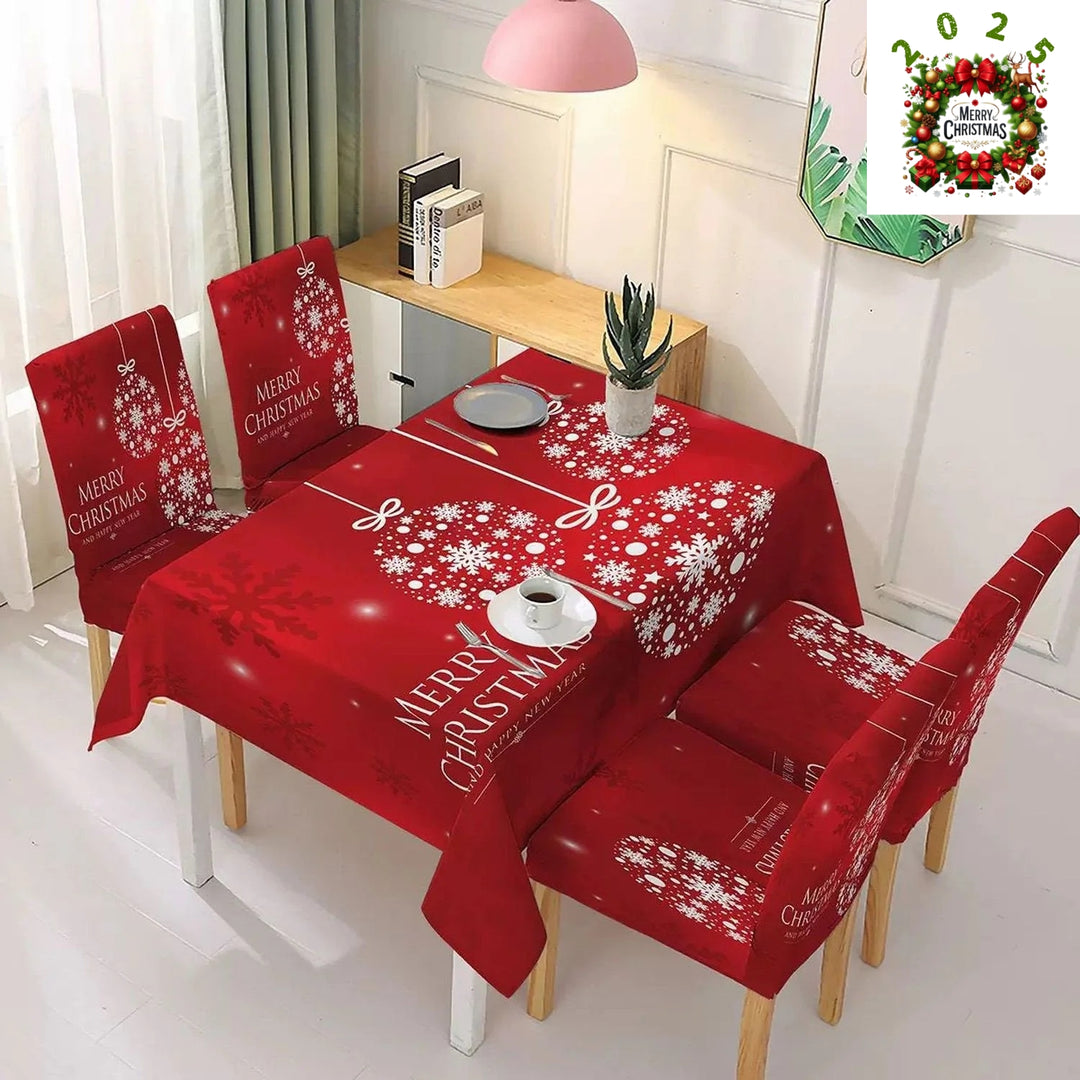 Božićne elastične navlake za stolice + stolnjak