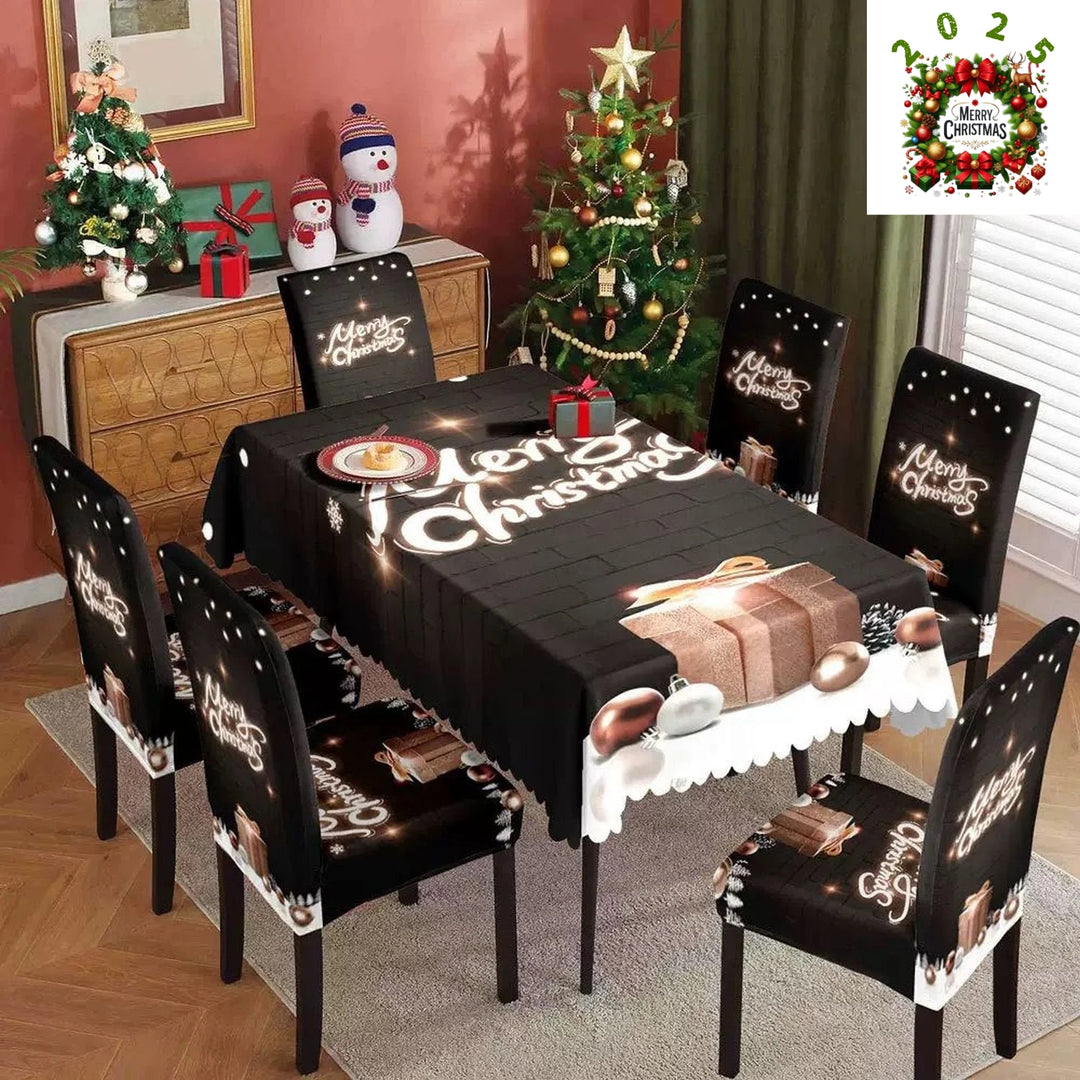 Božićne elastične navlake za stolice + stolnjak
