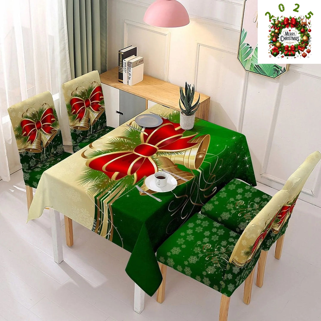 Božićne elastične navlake za stolice + stolnjak