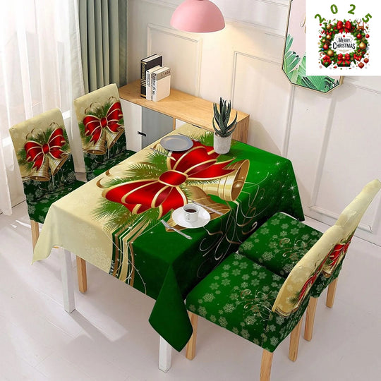 Božićne elastične navlake za stolice + stolnjak