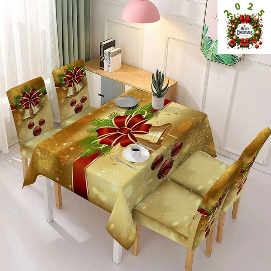 Božićne elastične navlake za stolice + stolnjak